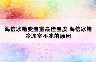 海信冰箱变温室最佳温度 海信冰箱冷冻室不冻的原因